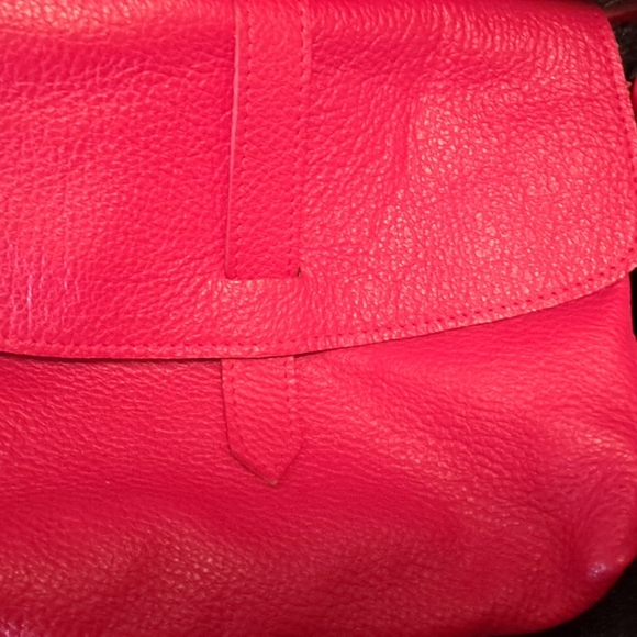 New buttery leather red crossbody. Snap Closure. Clean Inside. 1 Pocket In/out. - Picture 3 of 8